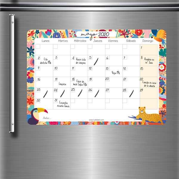 calendario mensual jungle vibes fridge