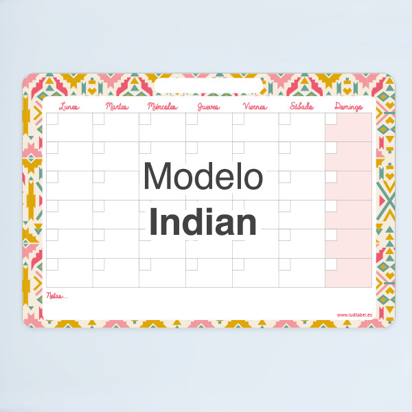Calendario Mensual con rotulador - Indian