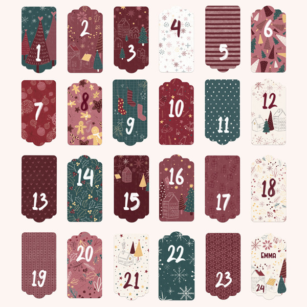 Calendario de Adviento - DIY para completar - Navidad Borgoña 