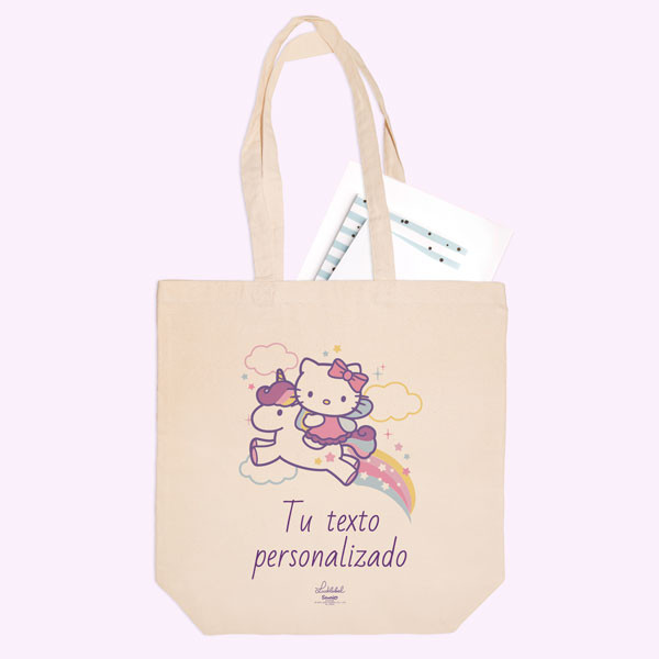 gusano Estar satisfecho Comprimido Bolsa Shopping de tela personalizada - Hello Kitty Unicornio por Ludilabel