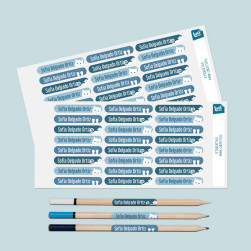 Mini Pegatinas para lápices y bolígrafos - Un solo nombre