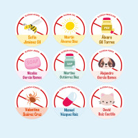 Etiquetas adhesivas redondas para objetos "Alergias, Condiciones Médicas y Dietas"